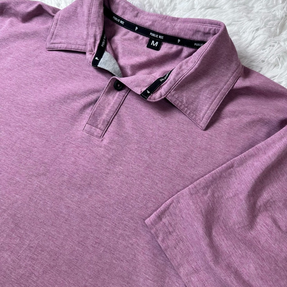 Public Rec Pima Cotton Polo Shirt Mens Medium Pink Heather Short Sleeve